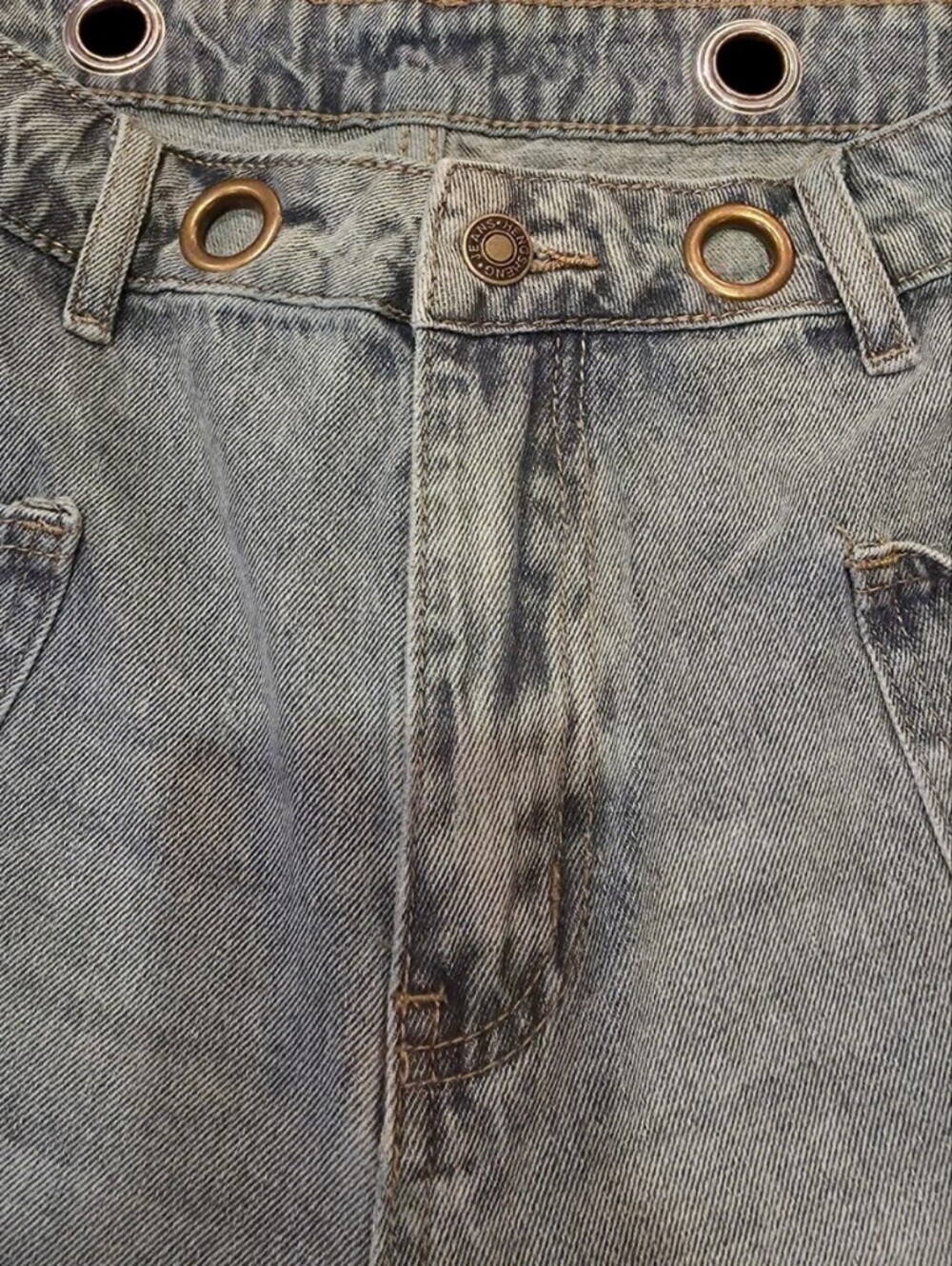 SHEIN Paint-Splatter Patchwork Light Wash Carpenter Jeans. Size 29 - Picture 4 of 6